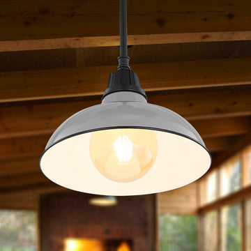 Jasper 12.25" Farmhouse Industrial Indoor/Outdoor Iron LED Pendant